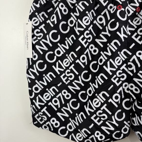 New Calvin Klein Swimwear Black White Logo Print Swim Trunks Mens XXL Beach - Picture 6 of 10